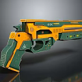 Futuristic Green And Yellow Sci Fi Gun Weapon With Modern Design Features
