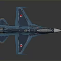 Blue Fighter Jet Model With Red Round Emblems On Wings Detailed Cockpit And Metallic Finish