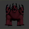 Flaming Mythical Creature With Red Body Black Spikes And Lava Textured Skin