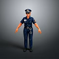 Detailed Police Figurine In Blue Uniform With Cap Handcuffs And Standing Pose