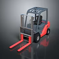 Industrial Forklift Equipment with Fork Tines Operator Cab and Red Gray Design