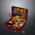 Red Toolbox With Various Household Tools Inside Including Tape Measure Wrench And Screws