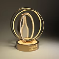 Luxury Wine Bottle Display Stand with Golden Circular Base and Transparent Ring Design