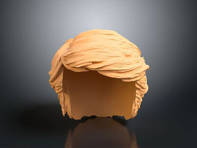 3D Character Creature Head Model With Orange Hairstyle And Sculpted Details 3d model
