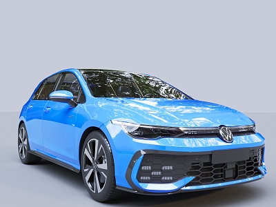 Hyundai Blue Car Volkswagen Golf 3d model