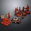 Sci Fi Weapons With Orange Red Mechanical Structures And Diverse Shapes 3d model