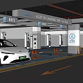 EV Charging Parking Garage With Numbered Bays And Parked Electric Vehicles