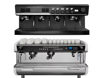 Kitchen Appliance Espresso Machine Black And Silver With Control Knobs Buttons And Cup Holders 3d model