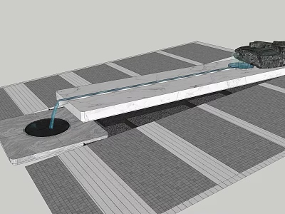 Modern Garden Ornament Featuring Water Flow Stone Slab Path And Decorative Rock 3d model