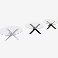 Modern Round Dining Table With Clear Glass Top And Black Geometric Legs