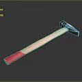 Blue Hammer With Wooden Handle And Red End On Gray Gradient Background 3d model