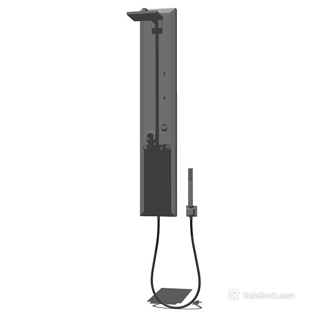 Modern Black Rainfall Shower Head With Handheld Sprayer And Long Arm Design 3d model 