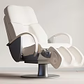 Modern White Massage Chair With Ergonomic Backrest Armrest Footrest And Swivel Base