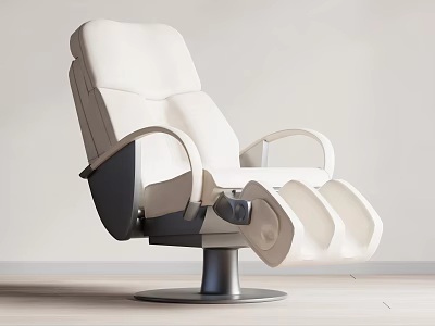 Modern White Massage Chair With Ergonomic Backrest Armrest Footrest And Swivel Base 3d model