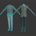 Men's Casual And Formal Clothing Outfits On Mannequins With Shirt Suit Pants And Shoes