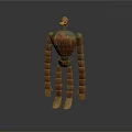 3D Robot Model With Long Segmented Limbs And Earth Tone Color On Dark Background