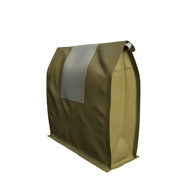 Brown Household Storage Bag With Silver Label For Food Packaging And Daily Use 3d model