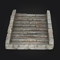 Rustic Stone Steps Structure With Stacked Stone Blocks And Side Walls 3d model