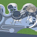 Modern Children's Play Area Children's Paradise Spaceship Theme Park Cloud Paradise Spaceship Theme Framework 3d model