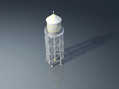 Swing Door Design For Metal Frame Water Tower With White Top And Ladder Structure 3d model