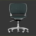 Modern Office Chair With Green Upholstered Seat And Backrest White Frame Swivel Wheels