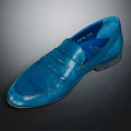 Modern Stylish Blue Leather Loafers With Glossy Finish For Casual Formal Wear