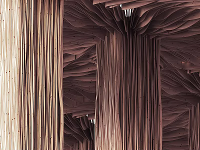 Modern Wooden Wall Decor With Vertical Stripes And Layered Natural Texture Design 3d model