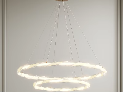 Modern Circular Pendant Light With Dual Hanging Rings And Illuminated Design 3d model