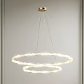 Modern Circular Pendant Light With Dual Hanging Rings And Illuminated Design
