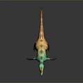 Colorful 3D Dinosaur Model With Yellow Crest Green Brown Body Standing Pose