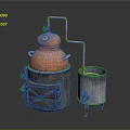 Copper Distillation Still With Metal Container For Home Brewing Process