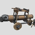 Medieval Battering Ram Weapon With Wooden Structure Metal Reinforcements And Wheels