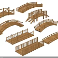 Decorative Wooden Bridges with Various Designs Railings and Steps for Garden Landscaping
