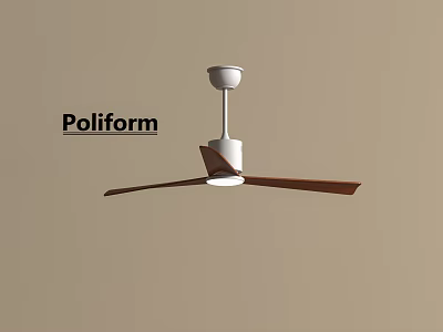 Poliform Modern Ceiling Pendant Light with White Body and Brown Wooden Blades for Contemporary Spaces 3d model