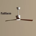 Poliform Modern Ceiling Pendant Light with White Body and Brown Wooden Blades for Contemporary Spaces