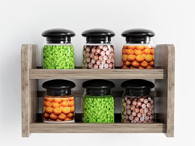 Modern Seasoning Bottle Kitchenware Seasoning Jar Pickles Jar Glass Jar Storage Rack Wall Rack Decorative Shelf model