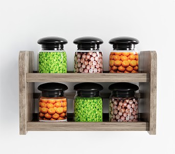 Modern Seasoning Bottle Kitchenware Seasoning Jar Pickles Jar Glass Jar Storage Rack Wall Rack Decorative Shelf 3d model