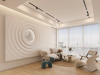 Modern Home Gym Interior With Treadmill Dumbbells Yoga Mat And Floor To Ceiling Windows 3d model