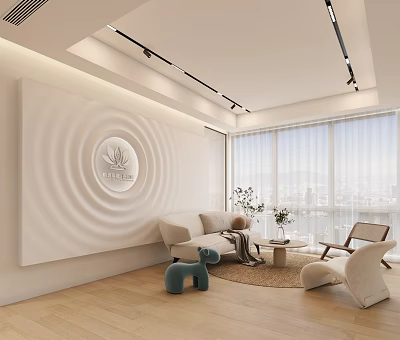 Modern Home Gym Interior With Treadmill Dumbbells Yoga Mat And Floor To Ceiling Windows 3d model