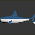 Blue and White Shark Toy Model with Gray Gradient Background and Reflection 3d model