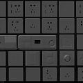 Modern White Switch Panels Featuring Various Socket And Control Design Styles 3d model