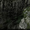 Natural Cliff Landscape With Flying Birds Lush Vegetation And Deep Valley