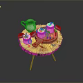 Delicious Creamy Desserts in Glass Cups with Fresh Strawberries and Berries on Wooden Tray