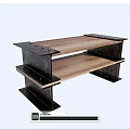 Functional Desk with Wooden Top Metal Frame and Two-Tiered Industrial Style Design
