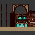 Traditional Interior Scene With Arched Structures Wooden Decor And Water Pool