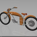 Vintage Orange And White Bicycle With Red Saddle And Large Wheels Design