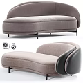Modern Light Gray Fabric Two Seater Sofa With Curved Design And Black Metal Legs