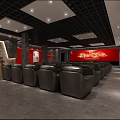 Modern Home Theater Room With Leather Recliner Seats Wall Art And Ceiling Lighting