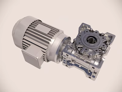 High Precision Industrial Motor Gearbox Assembly With Metal Shaft And Gears 3d model