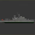 Military Patrol Boat Featuring Green Deck Gray Hull Red Objects And Radar Antennas